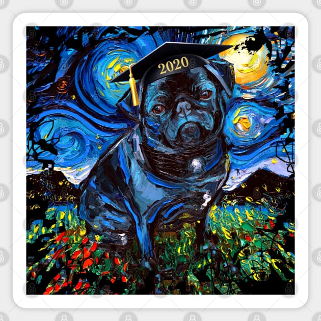 Black Pug Night 2020 Graduation (splash version) Sticker by sagittariusgallery